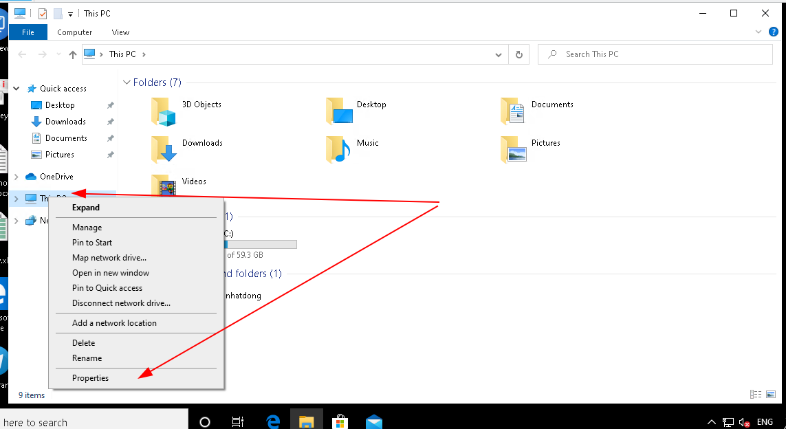 Chọn Properties trong This PC