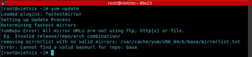 Lỗi yum update trên CentOS 6