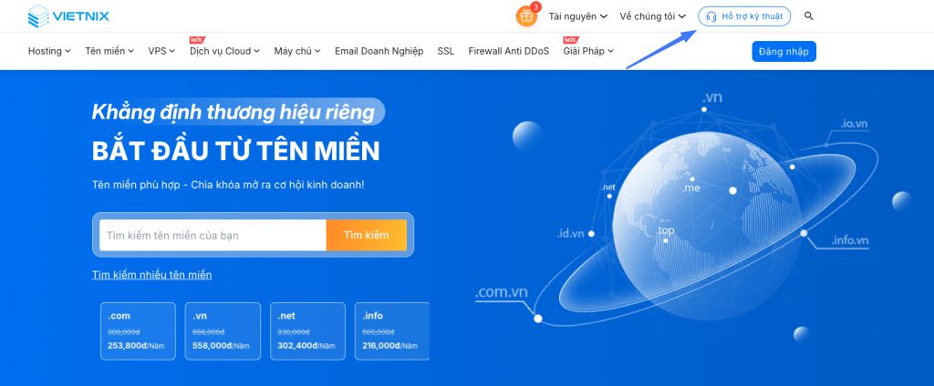 Hướng dẫn gửi ticket Vietnix