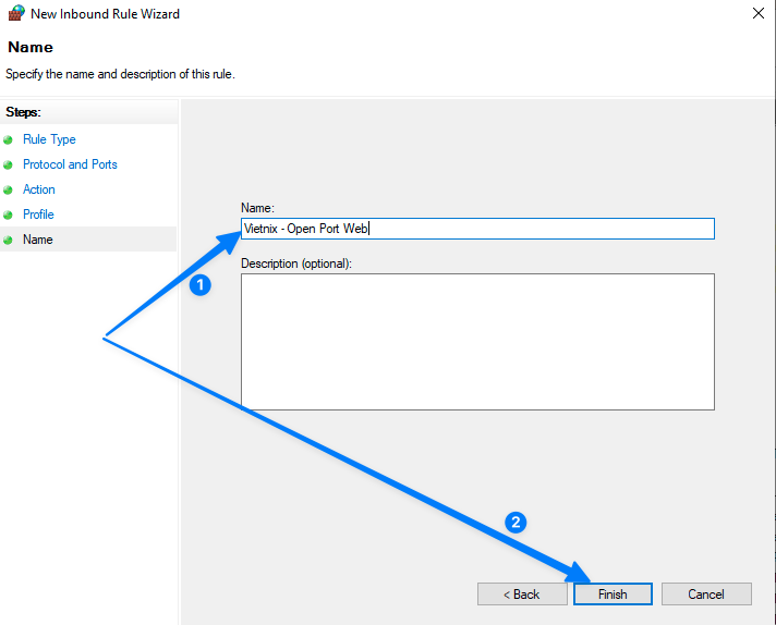 Đặt tên và hoàn tất