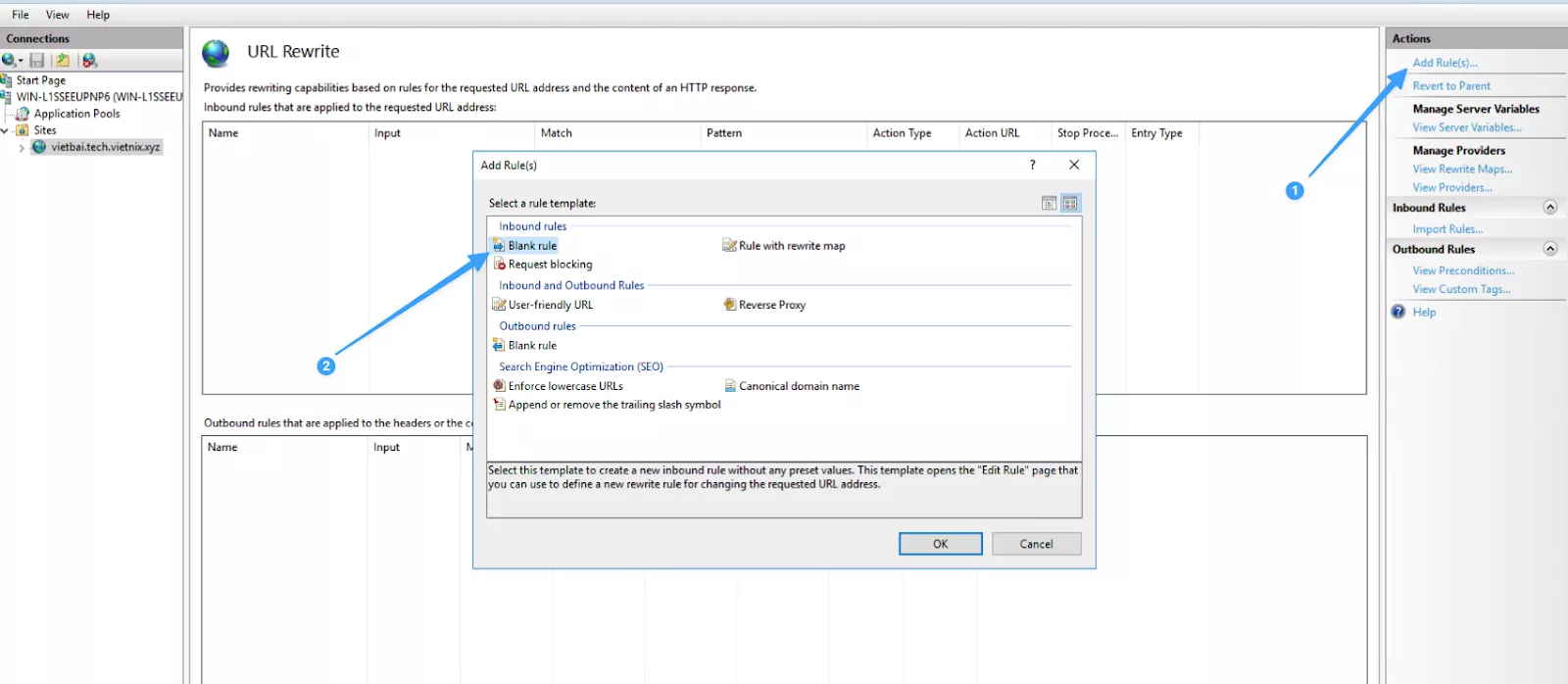 Bấm chọn Add Rule  