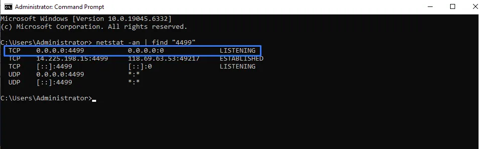Kiểm tra lại kết nối