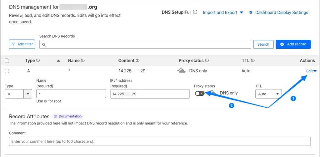 Tắt Proxy cho bản ghi