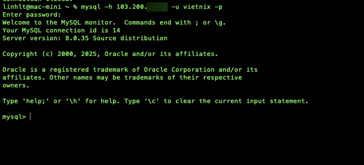 Kết nối bằng dòng lệnh (Terminal/CMD)