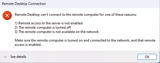Lỗi Remote Desktop can't connect to the remote computer for one of these reasons