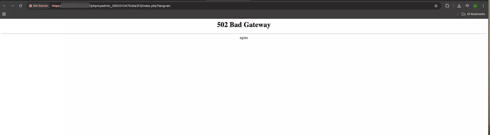 Lỗi khi truy cập phpMyAdmin qua aaPanel. 
