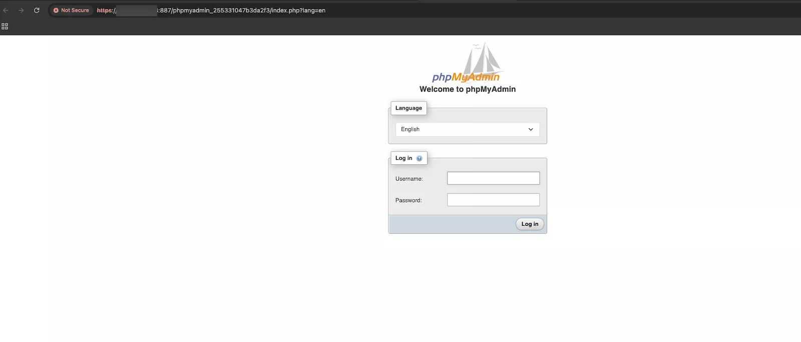 Truy cập phpMyadmin thành công 