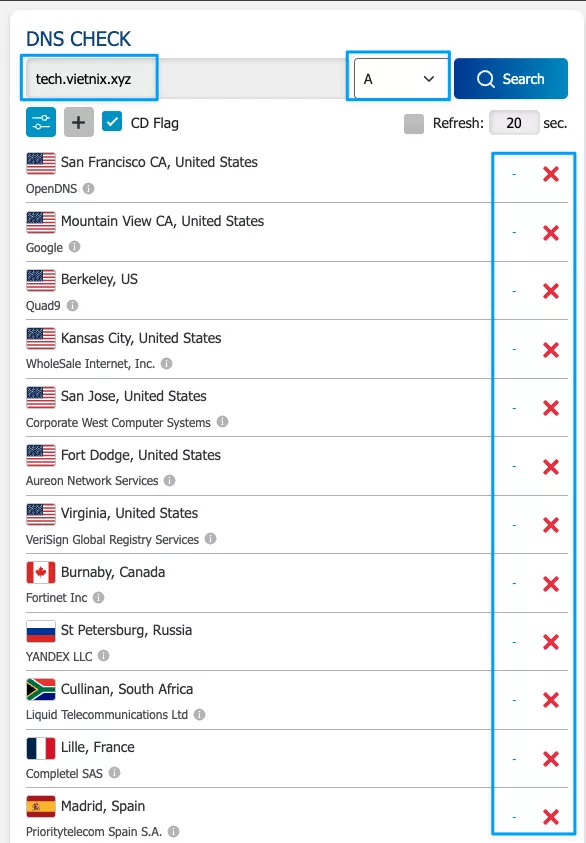 Kiểm tra bản ghi DNS của domain 