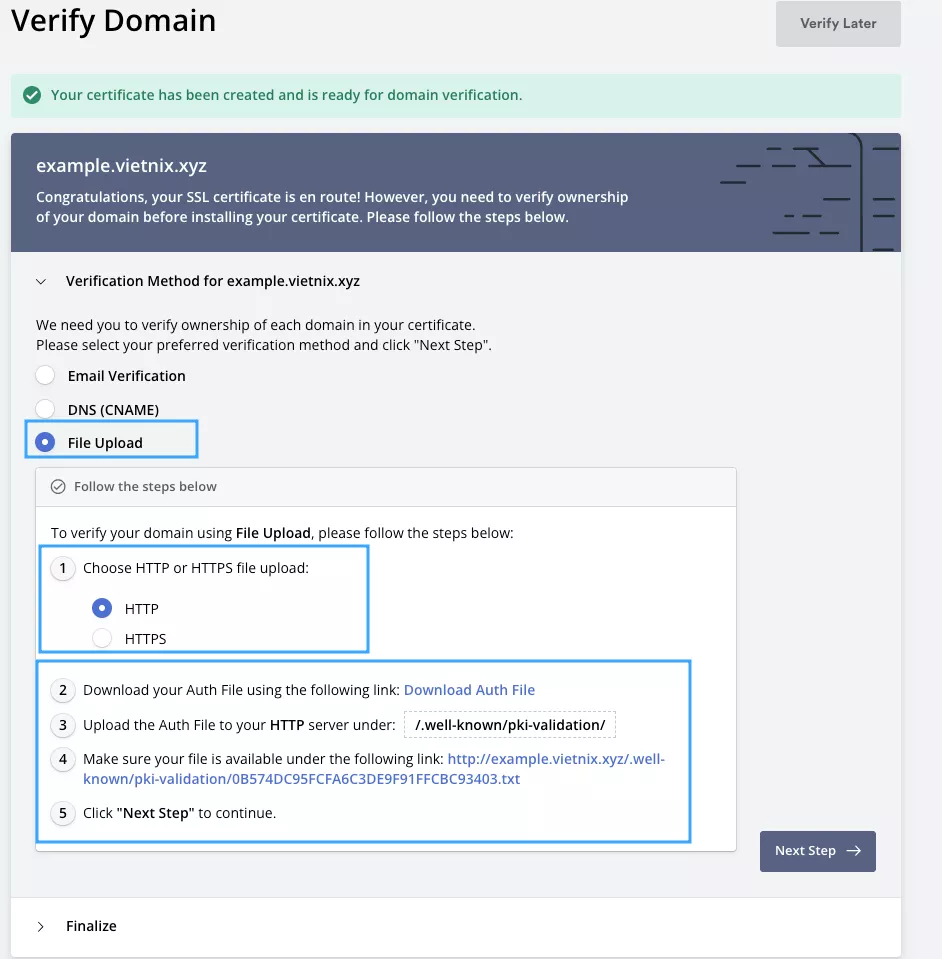 Sau đó bạn bấm download file authen  