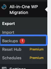 File được tự động lưu vào phần Backups 