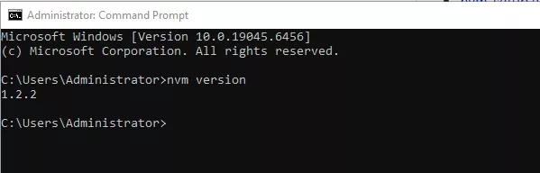 Cài đặt NVM thành công