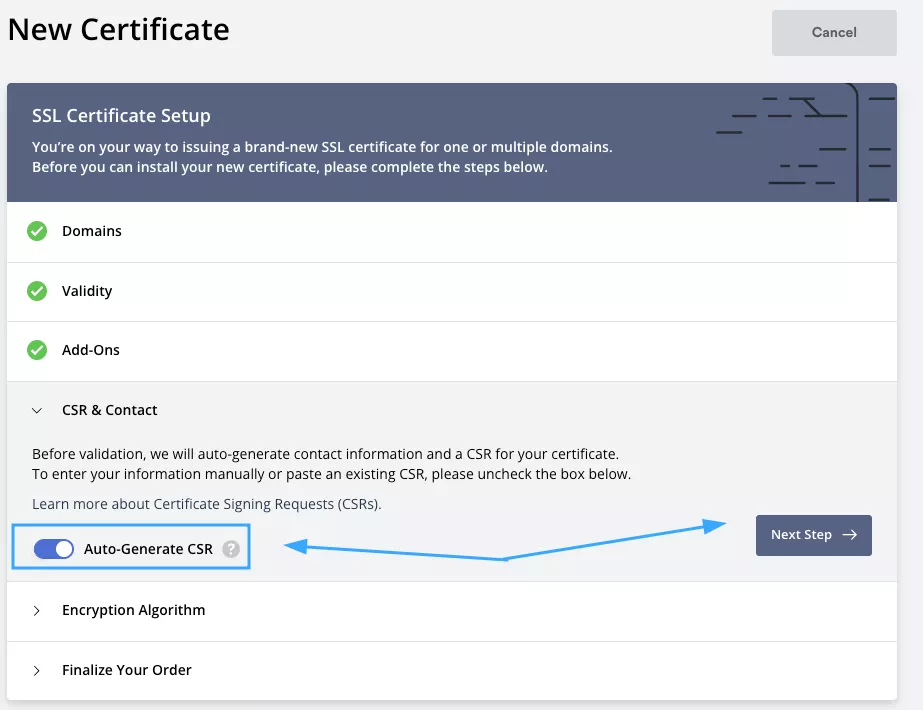 Bật Auto-Generate CSR
