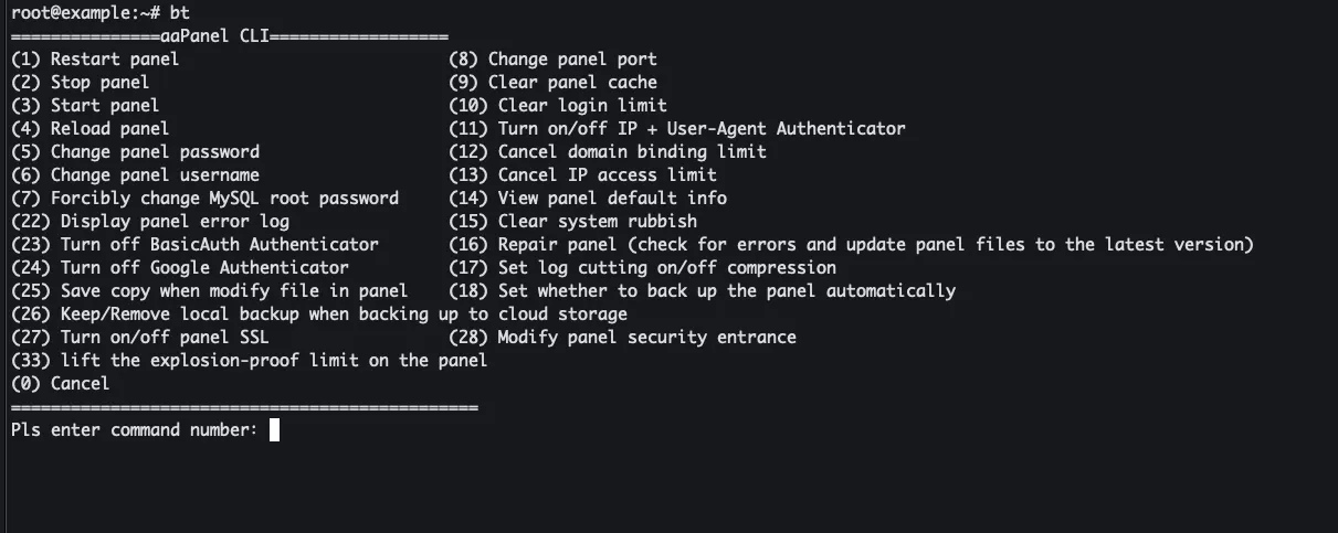 Mở trình quản lý bt của aaPanel