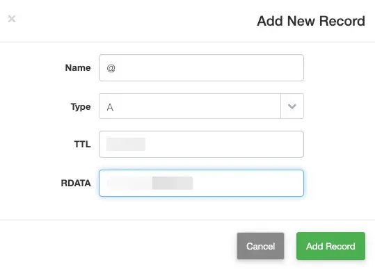 Thiết lập bản ghi A