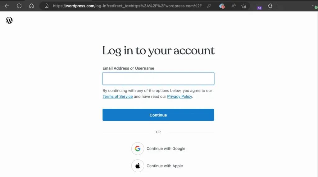 Đăng nhập vào WordPress.com