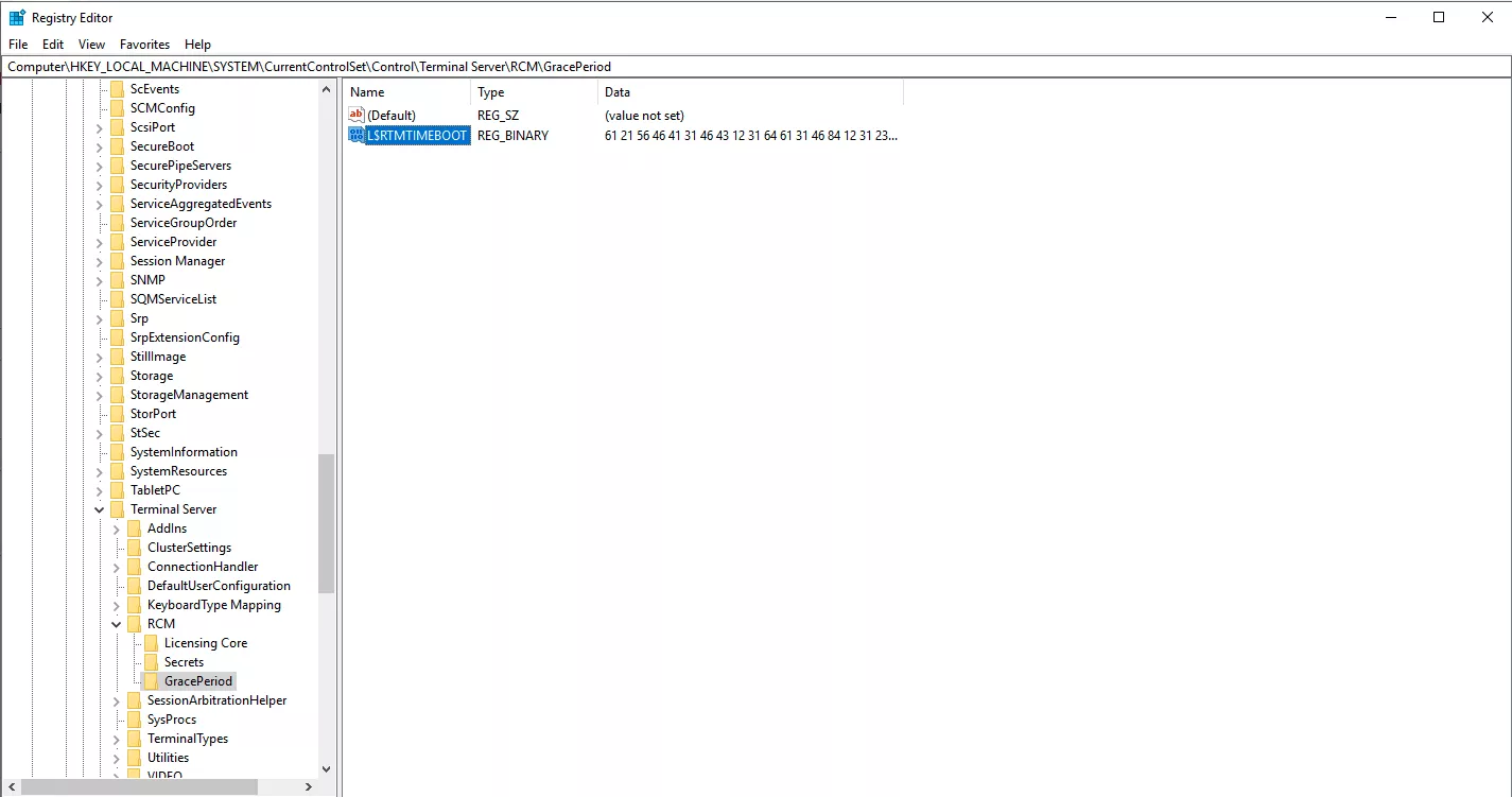 Điều hướng đến khóa GracePeriod 
