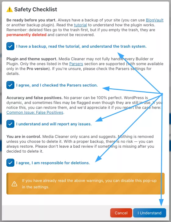 Xác nhận thông tin trước khi scan 