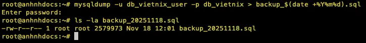Backup 1 database
