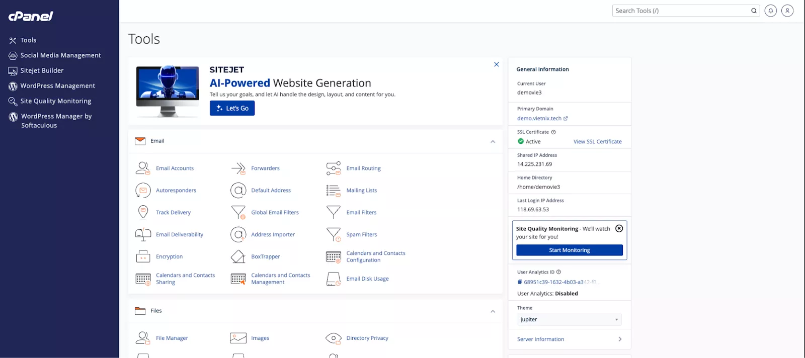 Đăng nhập vào cPanel