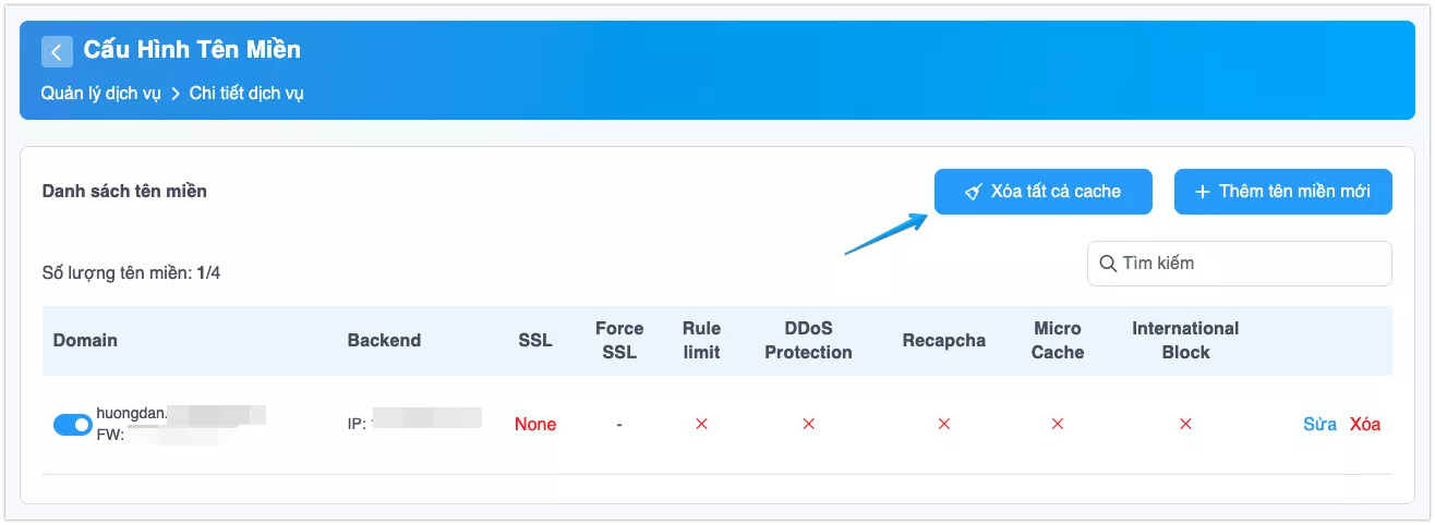 Chọn ô Xóa tất cả cache  