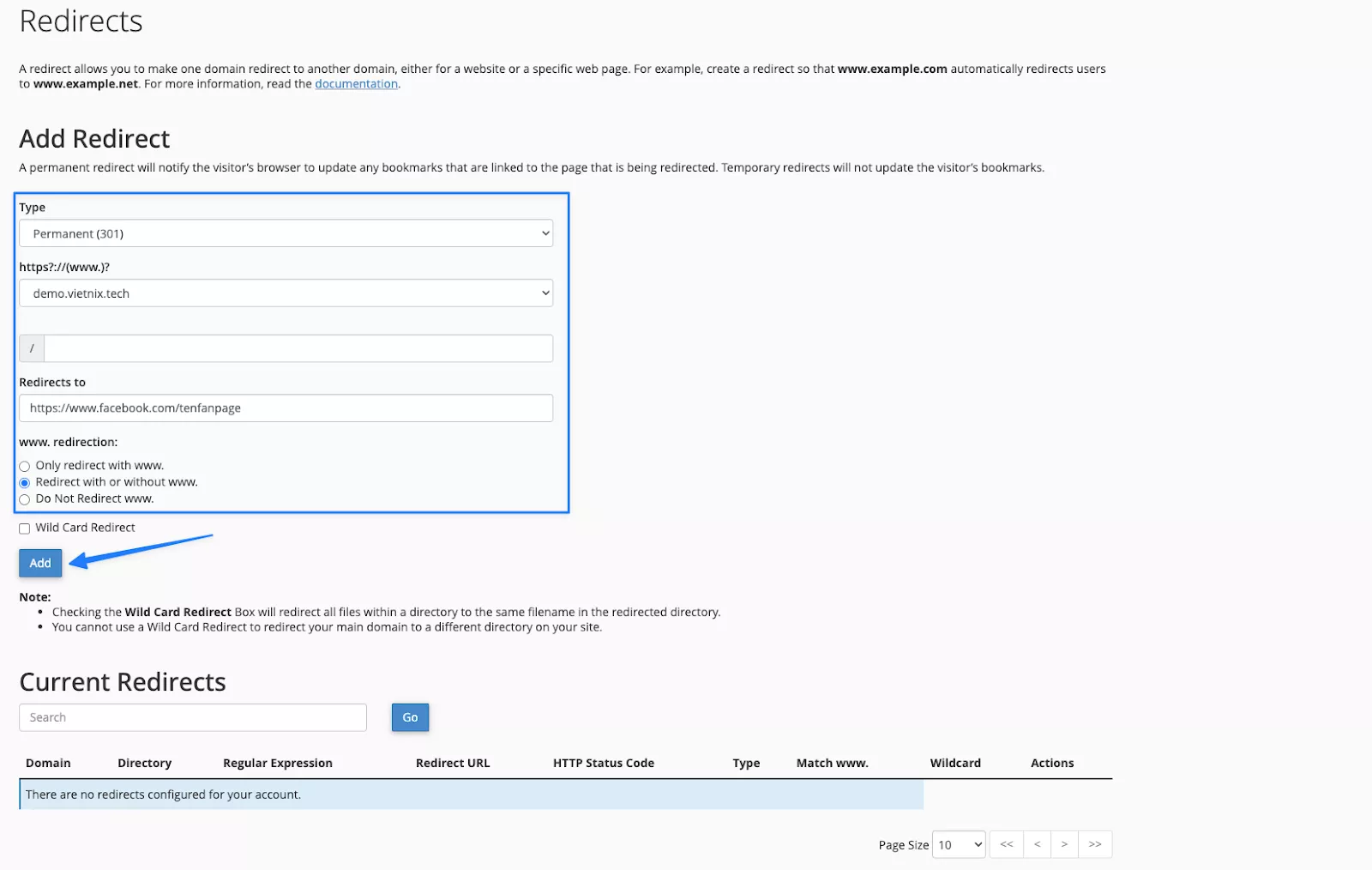 Điền thông tin và nhấn Add để hoàn tất