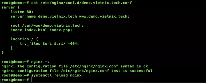Kiểm tra và reload  