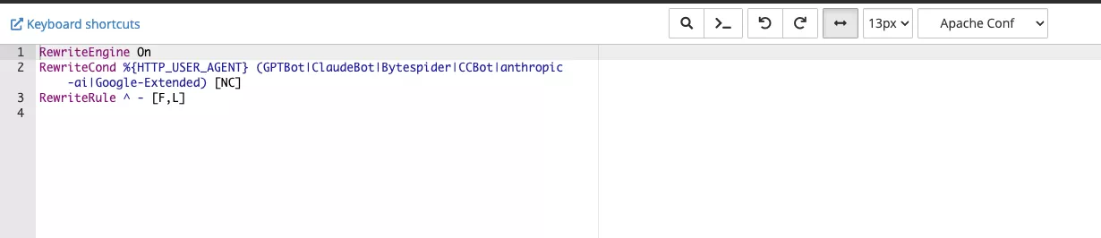Chặn bằng file .htaccess  