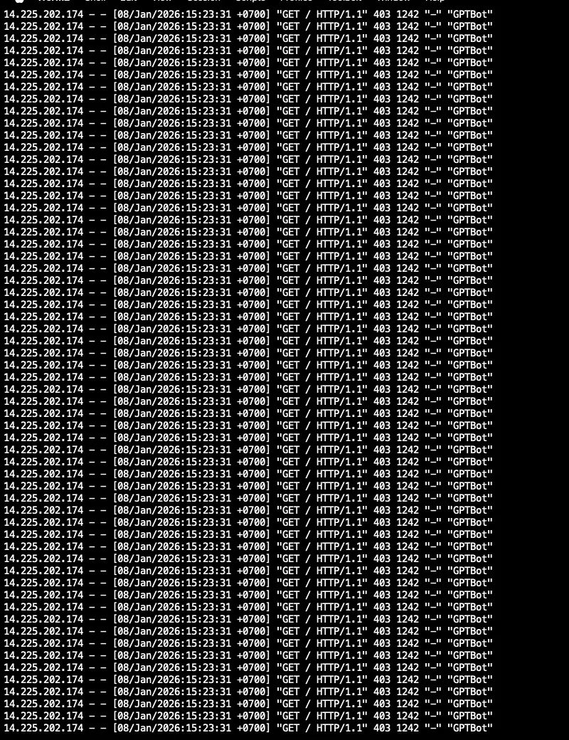 Kiểm tra log server (access.log) để xem traffic bot giảm 