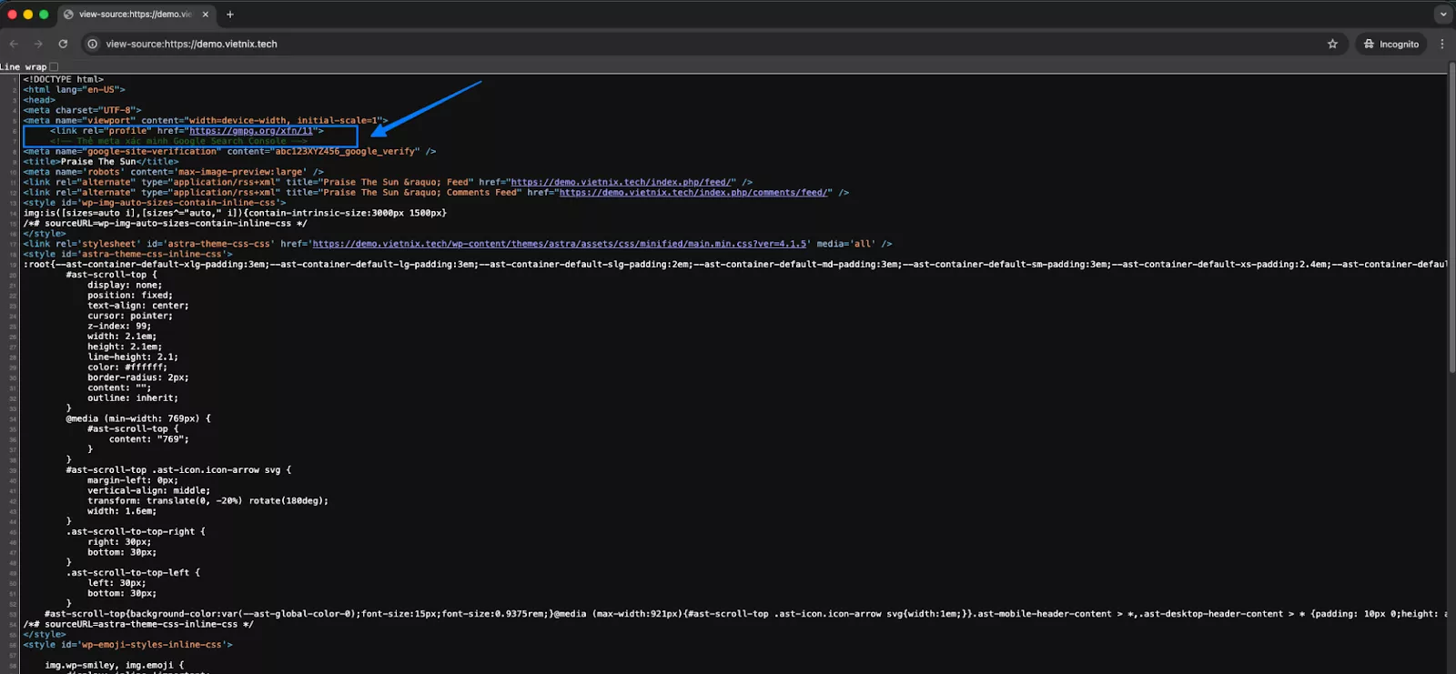 Kiểm tra thẻ meta và script trong mã nguồn website 