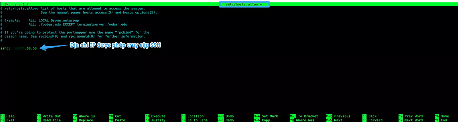 Thêm IP được phép truy cập