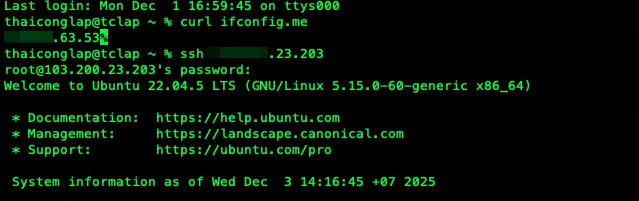 Kết quả sau khi thiết lập