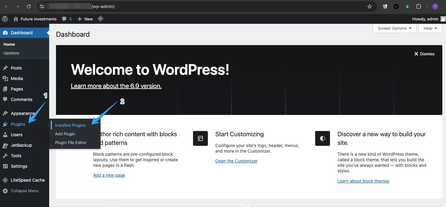 Truy cập WordPress Admin 