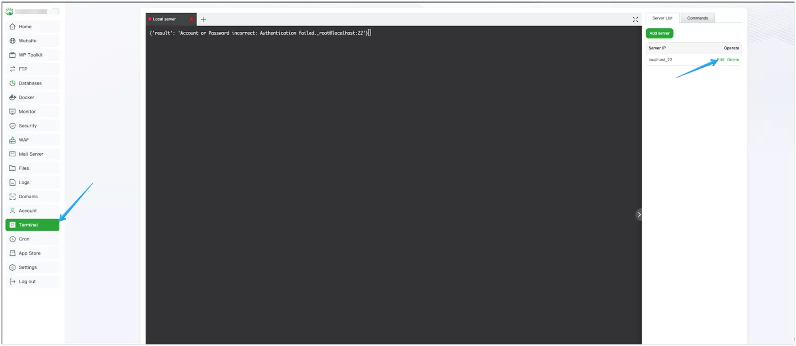 Chọn Terminal và Edit 