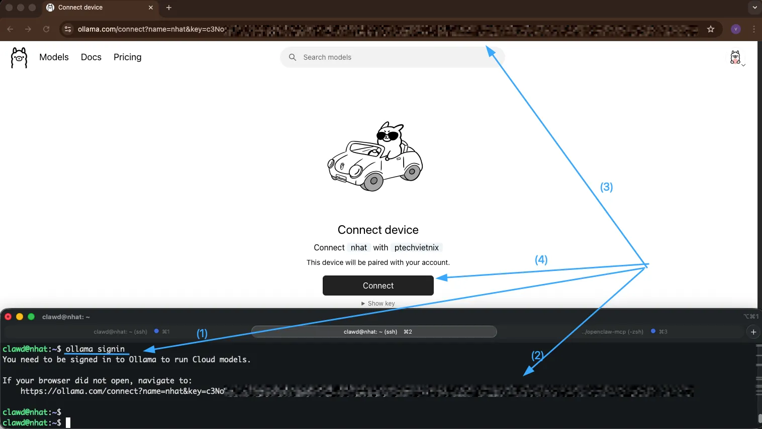 Dán đường link vào trình duyệt và đăng nhập