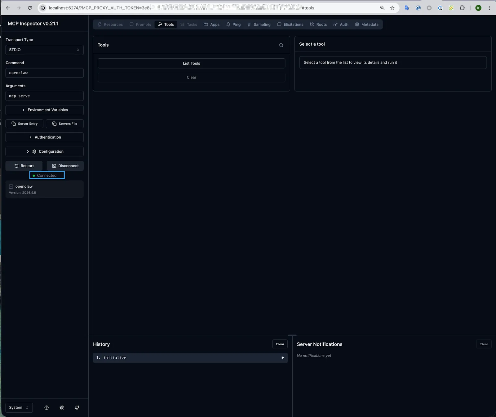 Kết nối MCP trên giao diện trình duyệt