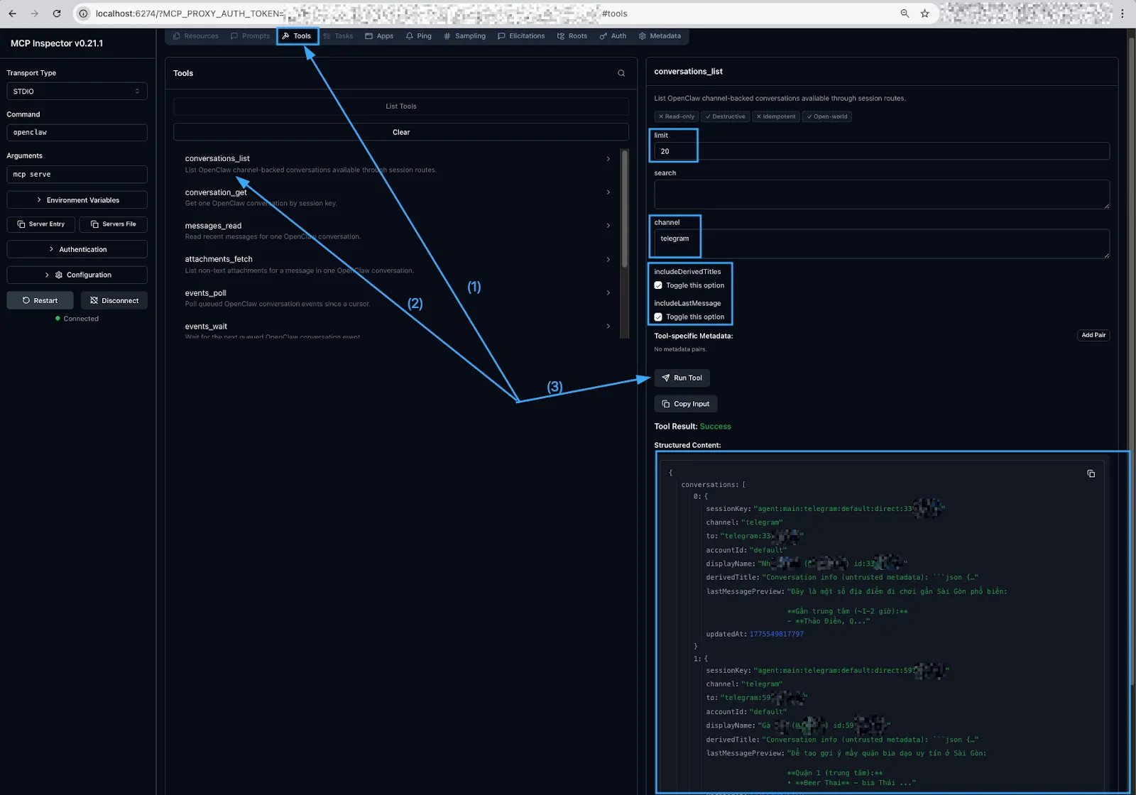 Sử dụng chức năng conversations_list