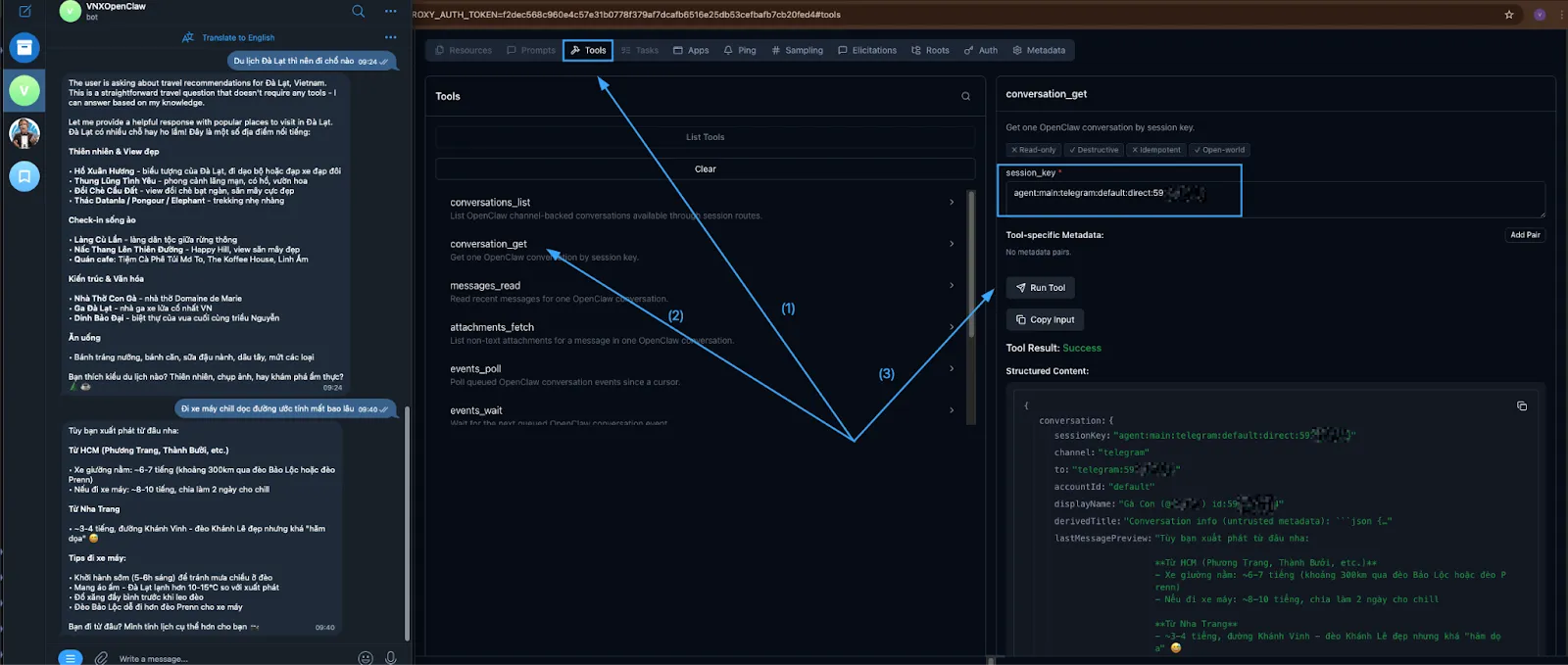 Sử dụng chức năng conversations_get