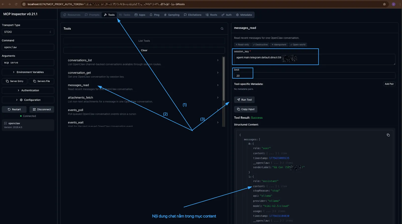 Sử dụng chức năng messages_read