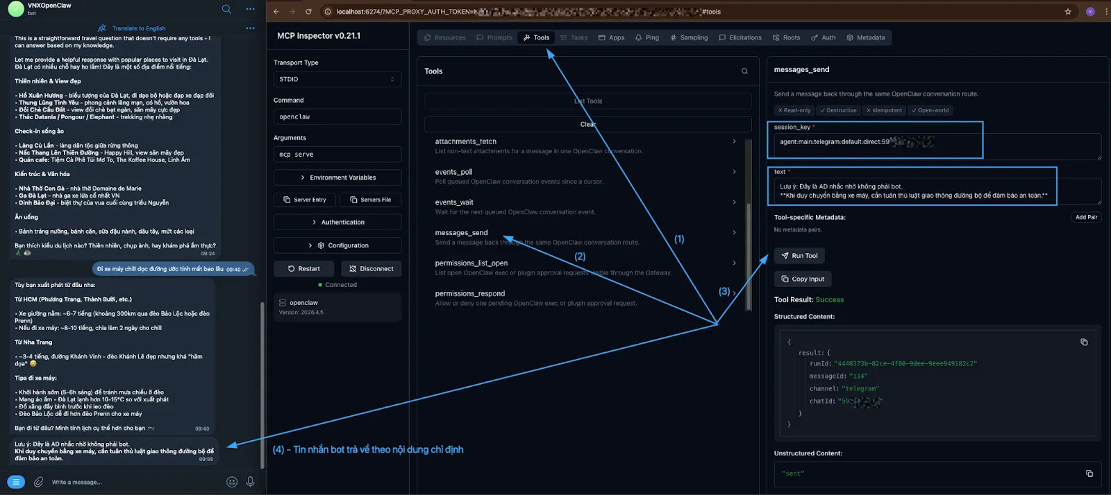 Sử dụng chức năng messages_send
