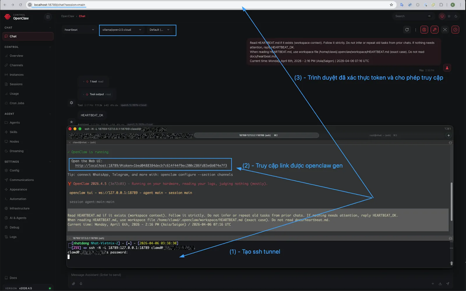 Mở trình duyệt và truy cập link localhost 