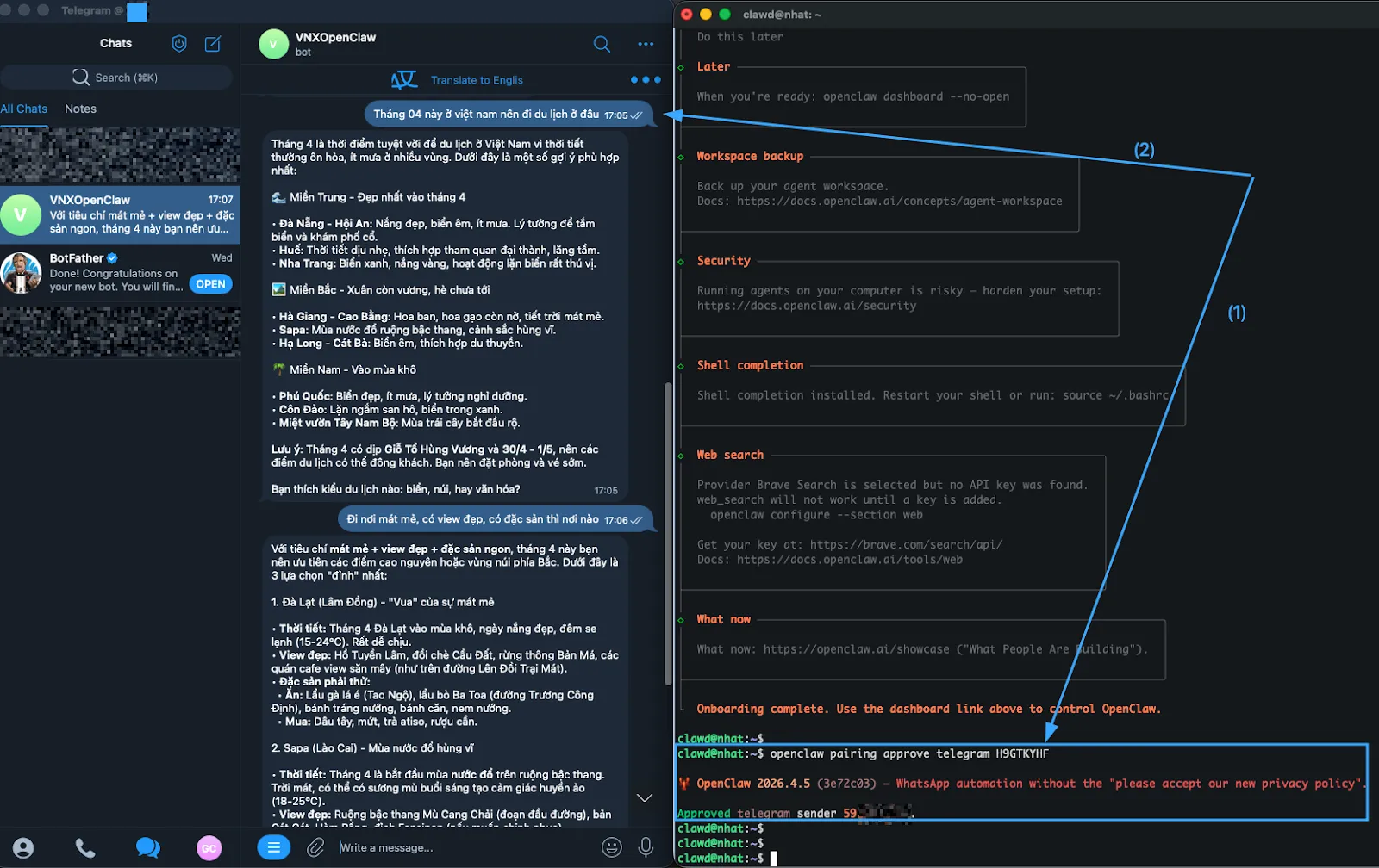 Cấp quyền cho Telegram Bot 