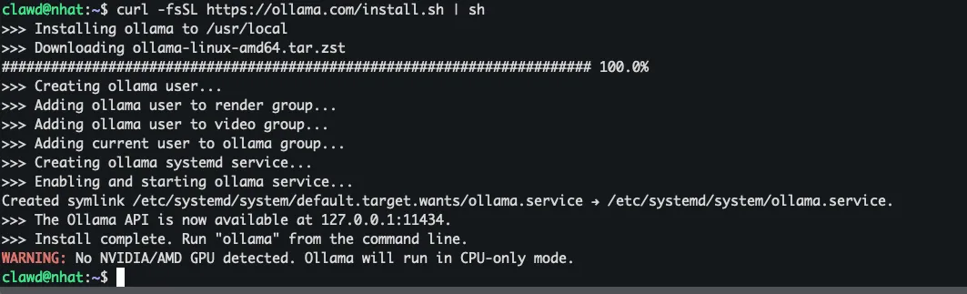 Cài đặt hoặc cập nhật Ollama 