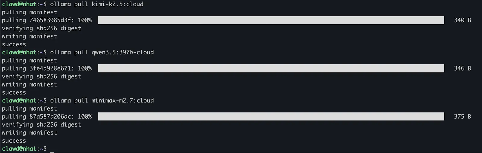 Tải model Ollama Cloud 