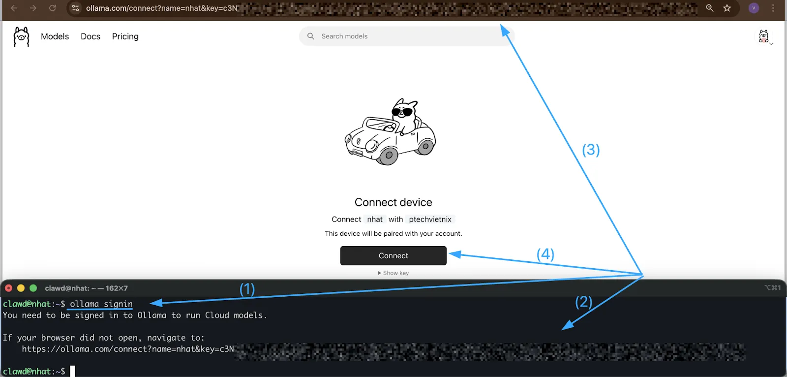 Đăng nhập Ollama Cloud 
