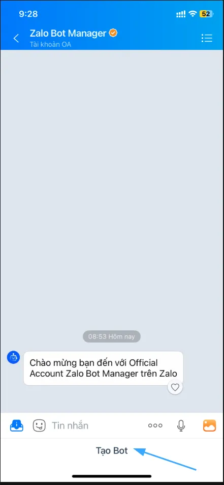 Nhấn Tạo Bot