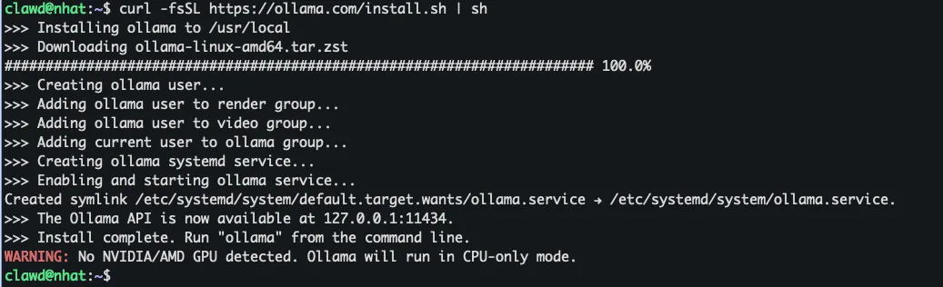Cài đặt hoặc cập nhật Ollama