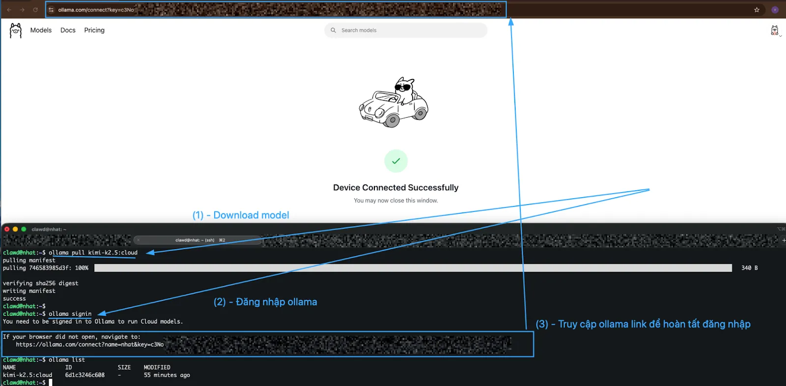 Đăng nhập Ollama
