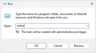 Mở Remote Desktop Connection bằng lệnh mstsc